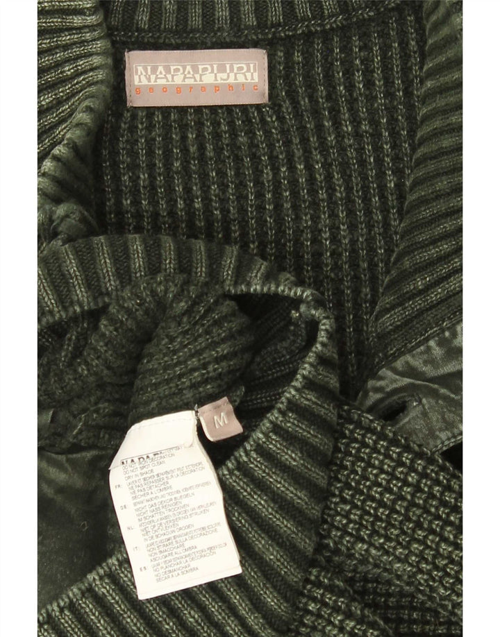 Maglione cardigan geografico da uomo Napapijri verde medio