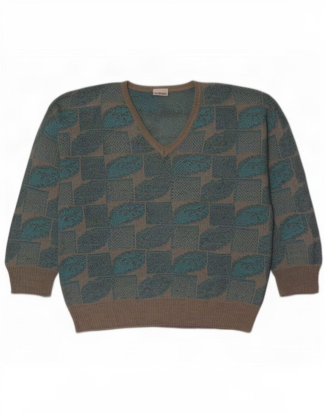 Maglione Fiume Uomo Scollo a V IT 50 Blu Medio Geometrico