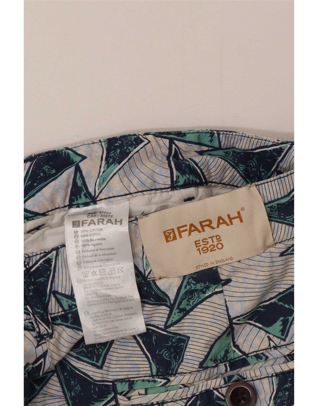 Pantaloncini chino da uomo Farah W32 cotone geometrico multicolore medio