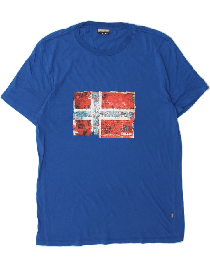 NAPAPIJRI Mens Graphic T-Shirt Top Large Blue Cotton Vintage Napapijri and Second-Hand Napapijri from Messina Hembry 
