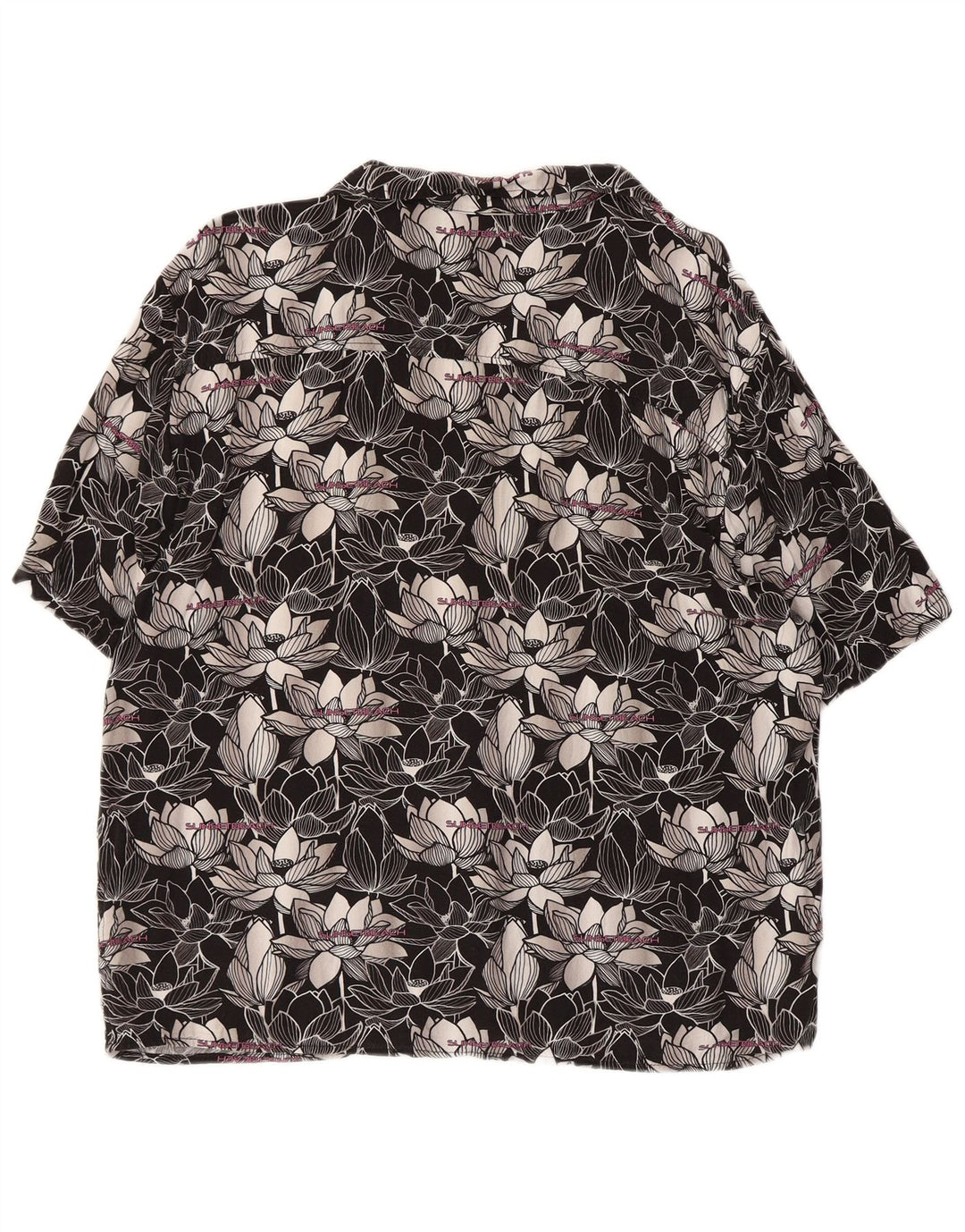 Camicia vintage da uomo a maniche corte grande floreale nera