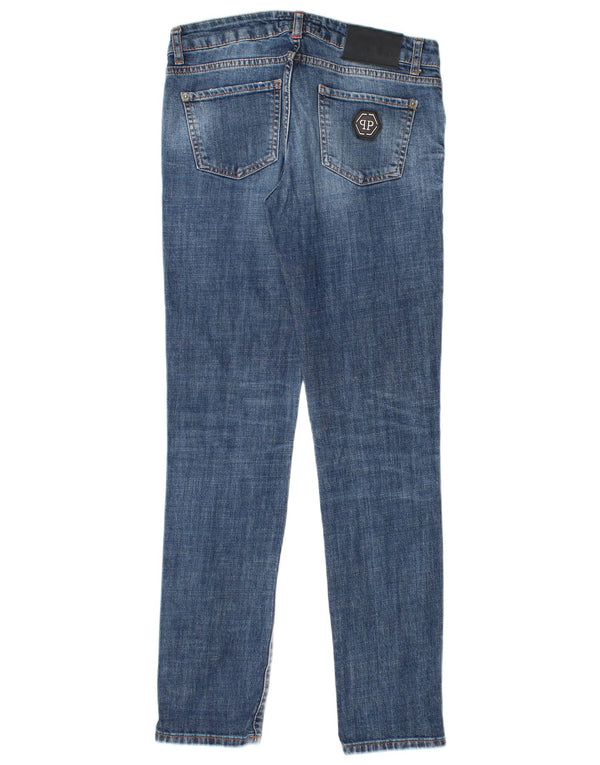 PHILIPP PLEIN Jeans slim dritti da donna W28 L30 in cotone blu