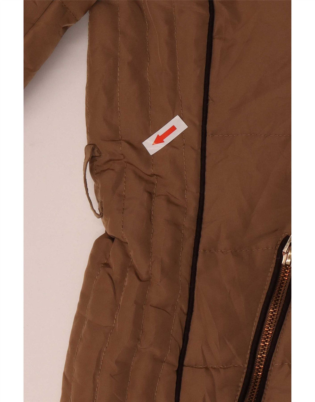 Giacca imbottita con cappuccio da donna Zara UK 14 Poliestere beige medio