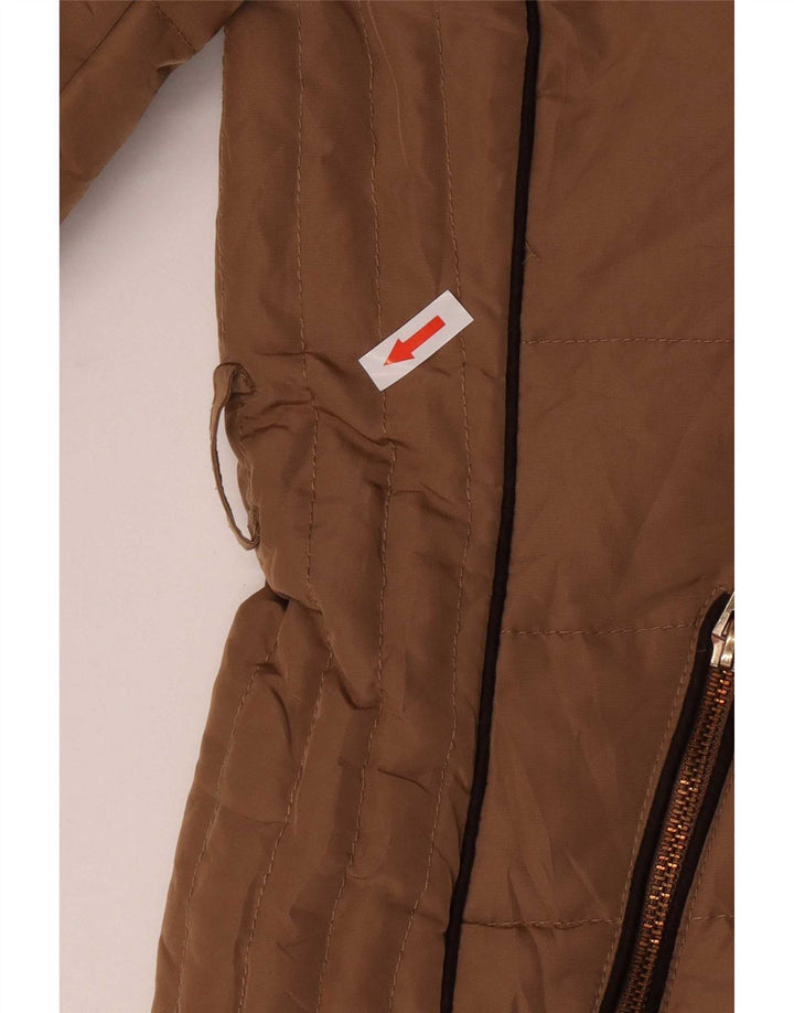 Giacca imbottita con cappuccio da donna Zara UK 14 Poliestere beige medio