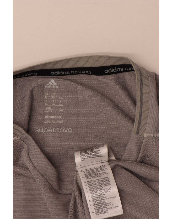 T-shirt da corsa da uomo Adidas Top XL poliestere a righe grigie