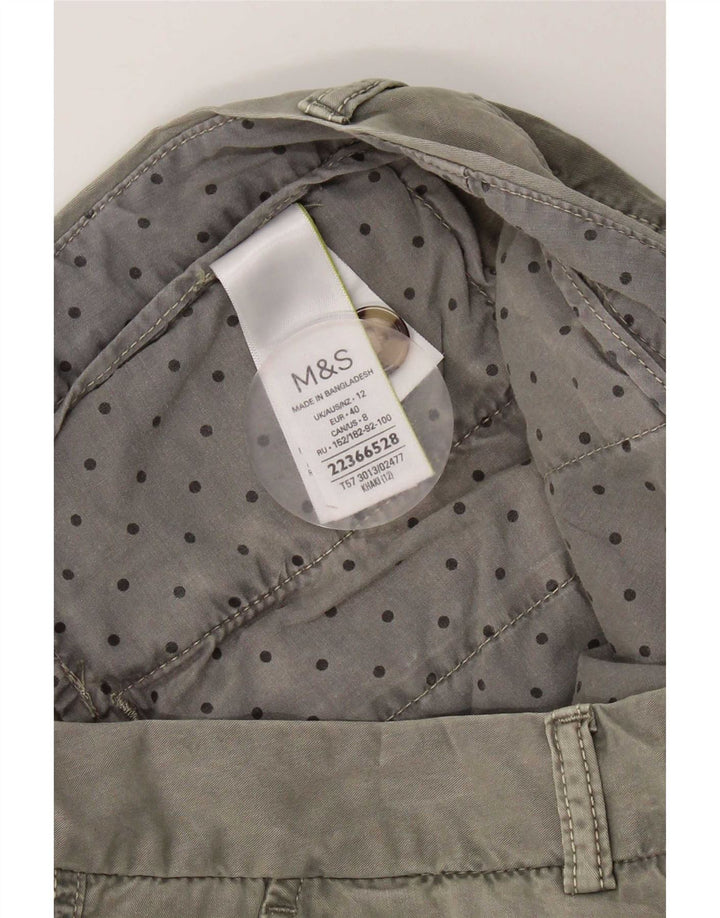 Pantaloncini chino da donna Marks & Spencer UK 12 medi W32 cotone kaki