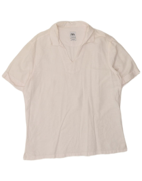 Camicia Zara da donna a maniche corte vestibilità comoda UK 14 Medium White
