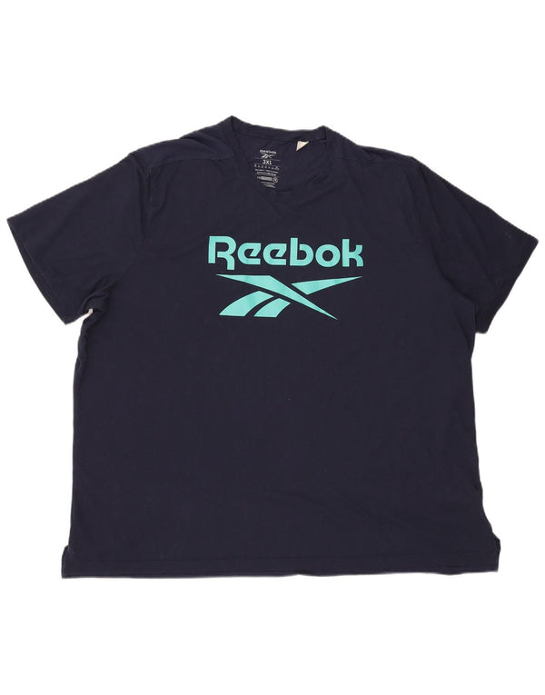 T-shirt grafica da uomo Reebok Top 3XL poliestere blu navy