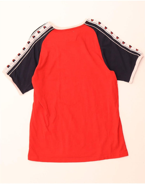 T-shirt grafica da uomo CHAMPION Top 2XL Cotone color block rosso