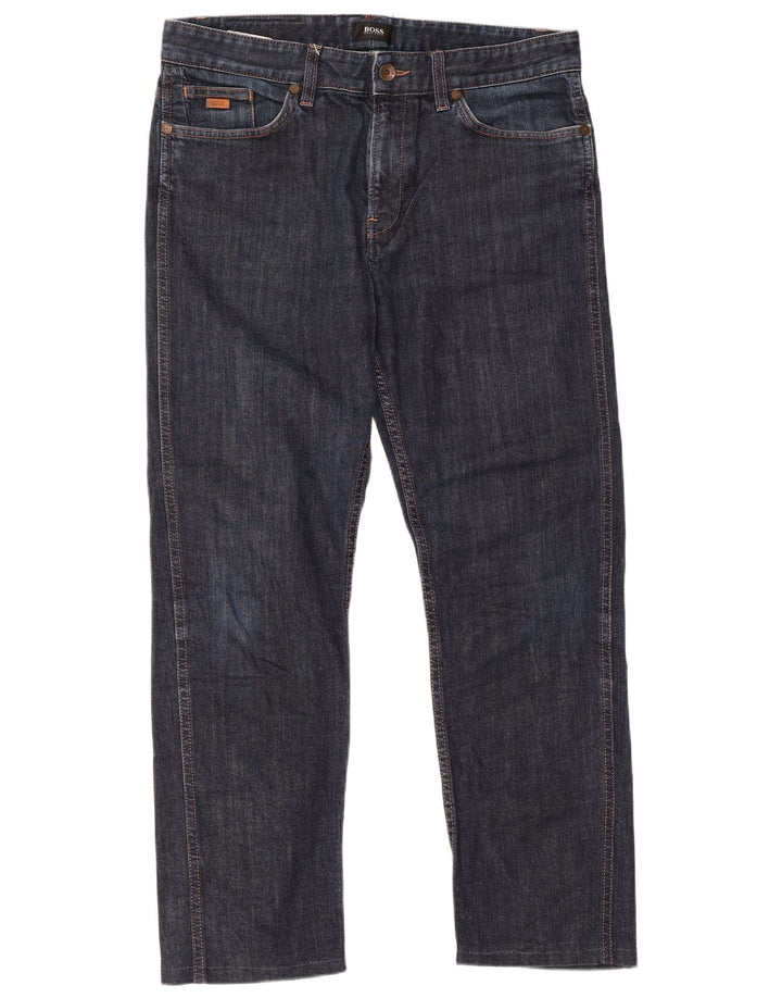 Jeans dritti da donna Hugo Boss W33 L26 cotone blu navy