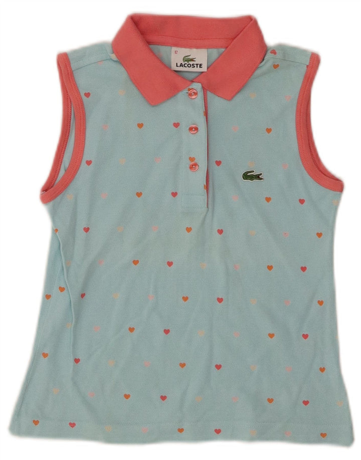 Polo Lacoste per ragazze con motivo astratto, 11-12 anni, color block blu