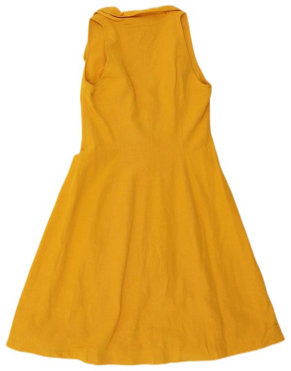 Abito a trapezio da donna senza maniche Emanuel Ungaro UK 10 piccolo cotone giallo