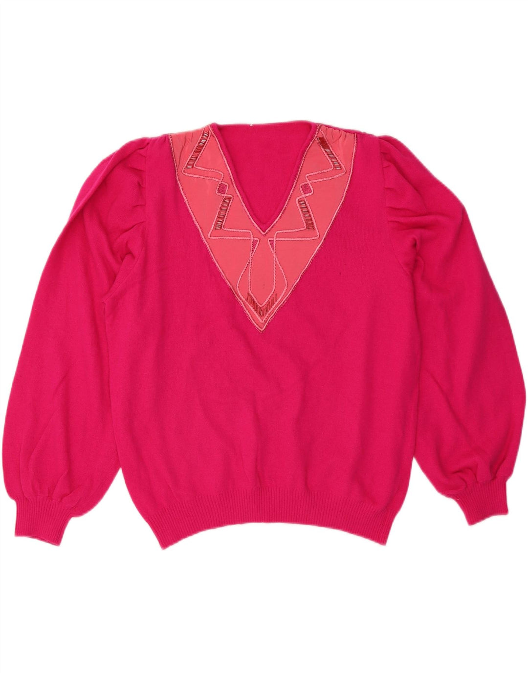 Maglione da donna VINTAGE con scollo a V IT 50 XL Lana rosa