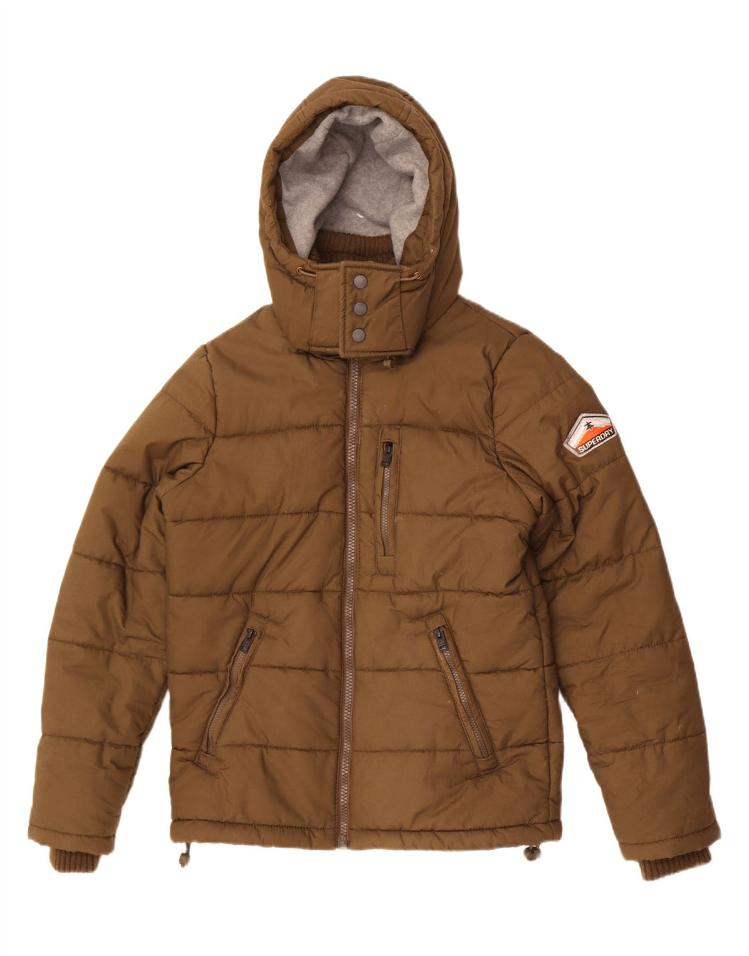 Giacca imbottita con cappuccio da uomo Superdry UK 38 poliestere kaki medio