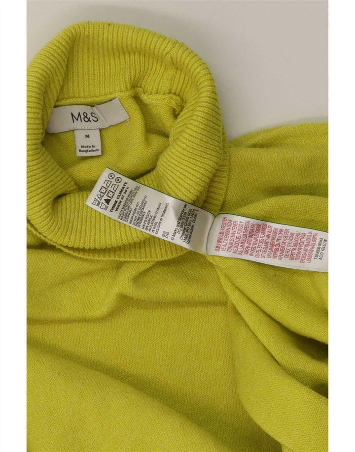 Maglione maglione da uomo Marks & Spencer a collo alto in poliestere verde medio