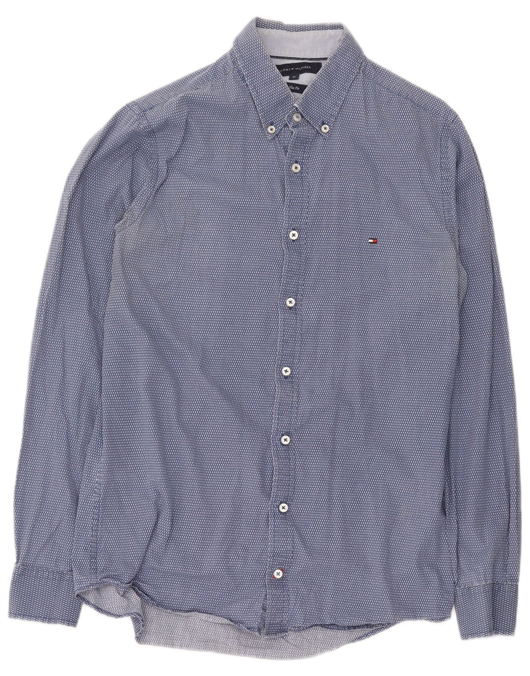 Camicia slim fit da uomo Tommy Hilfiger in cotone maculato blu medio