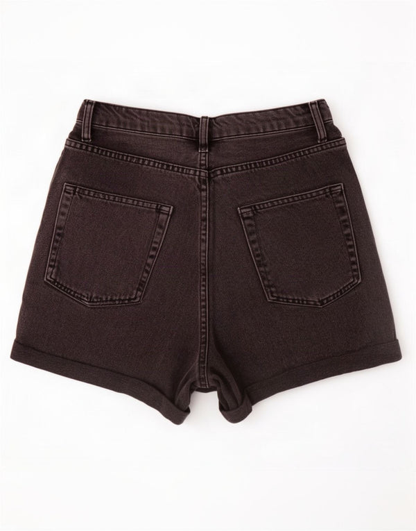 Topshop Pantaloncini di jeans mamma da donna UK 10 piccoli W28 cotone nero
