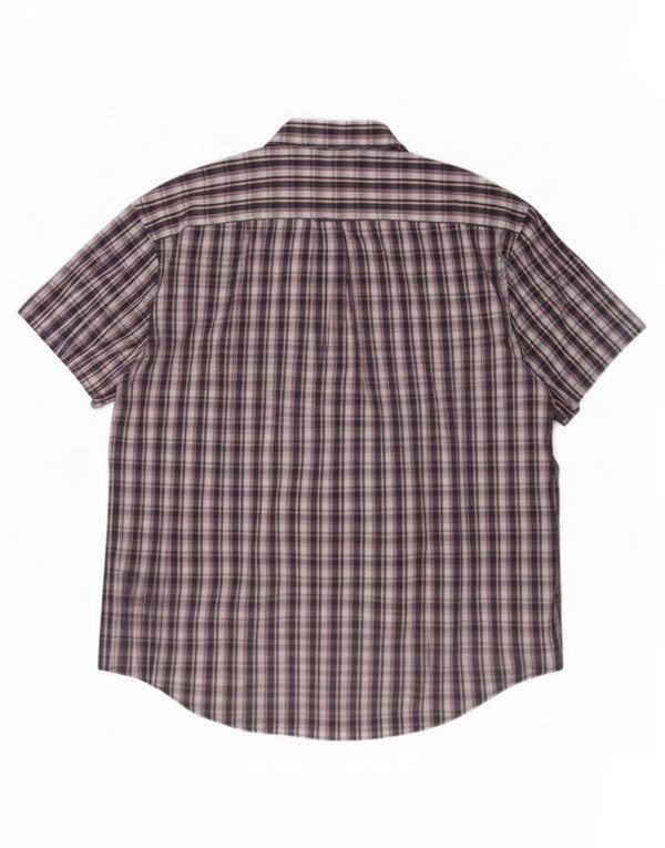 Camicia da uomo a maniche corte Nautica XL blu navy a quadri in cotone anni '80
