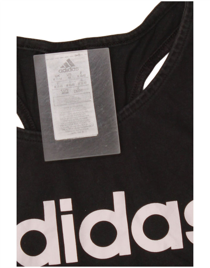 Canotta grafica da donna ADIDAS UK 12/14 cotone nero medio