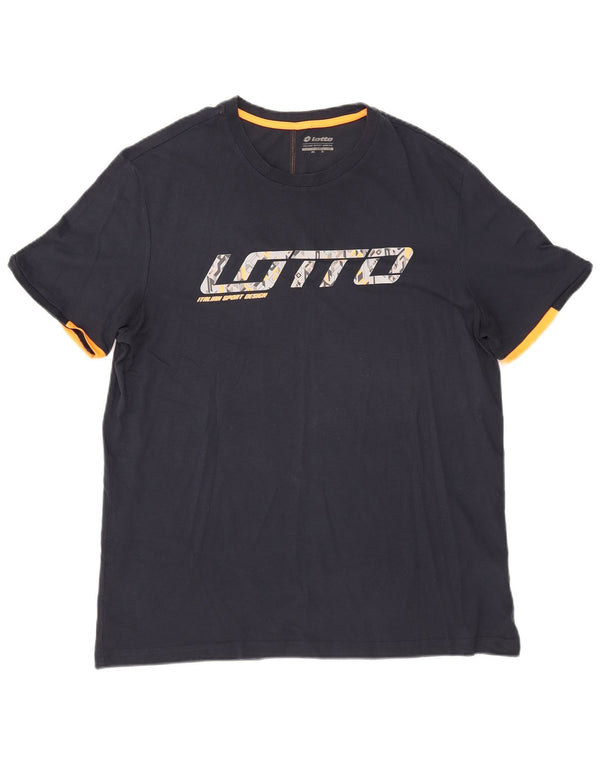 T-shirt grafica da uomo Lotto Top XL in cotone blu navy