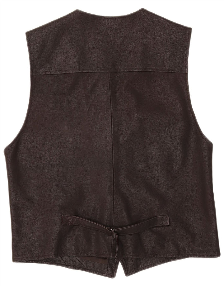 C & A Mens Leather Waistcoat UK 40 Large Brown Leather