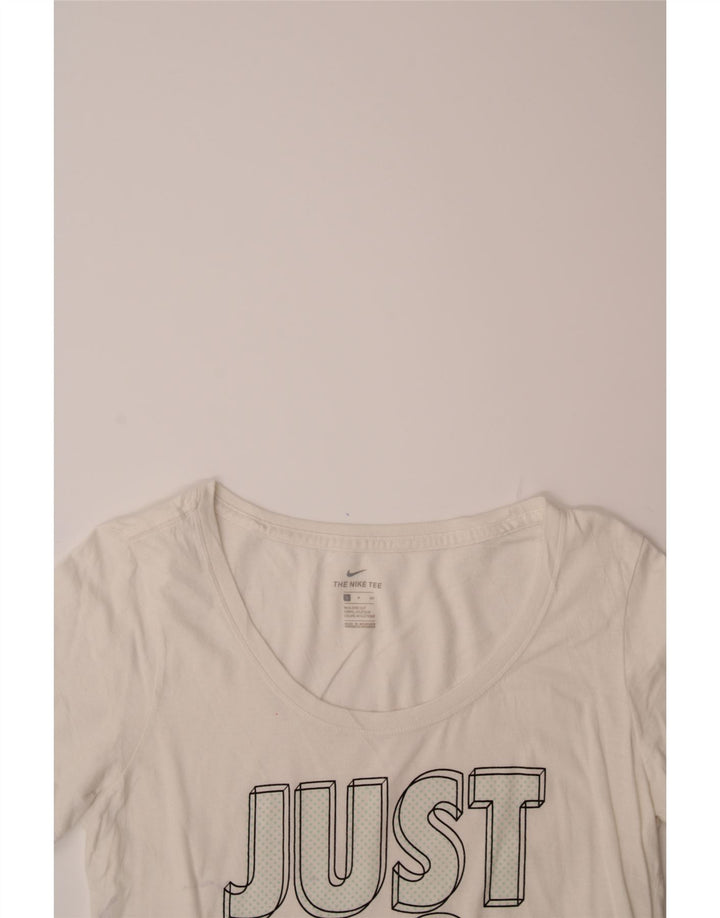 NIKE Womens Graphic T-Shirt Top UK 10 Small White Vintage Nike and Second-Hand Nike from Messina Hembry 