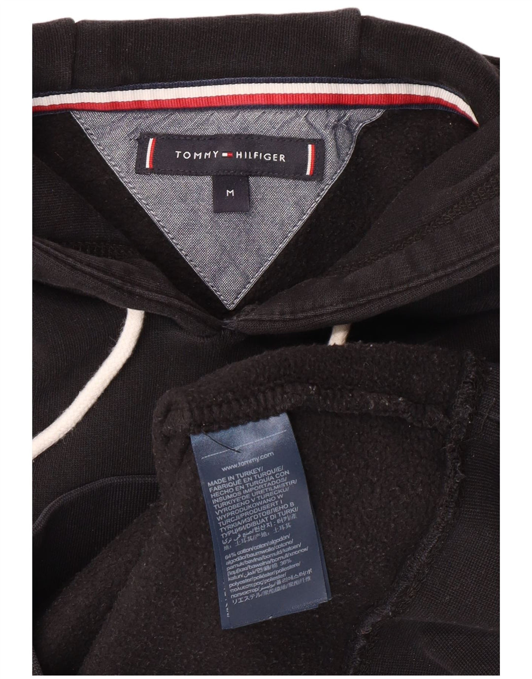 TOMMY HILFIGER Maglione con cappuccio grafico da uomo in cotone nero medio