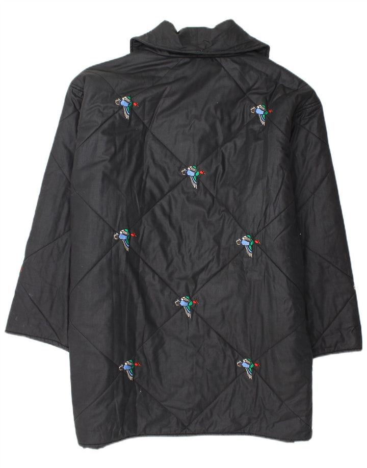 Cappotto giacca a vento dal taglio ampio da donna VINTAGE UK 20 2XL nero con stampa animalier
