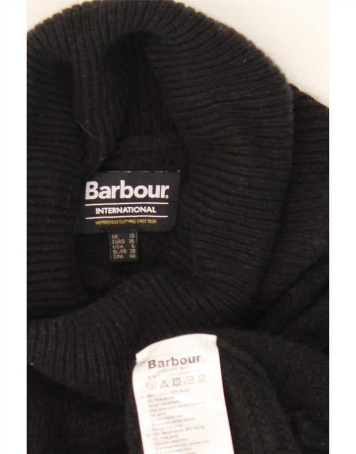 Maglione maglione oversize da donna Barbour con collo alto UK 10 piccolo cotone nero