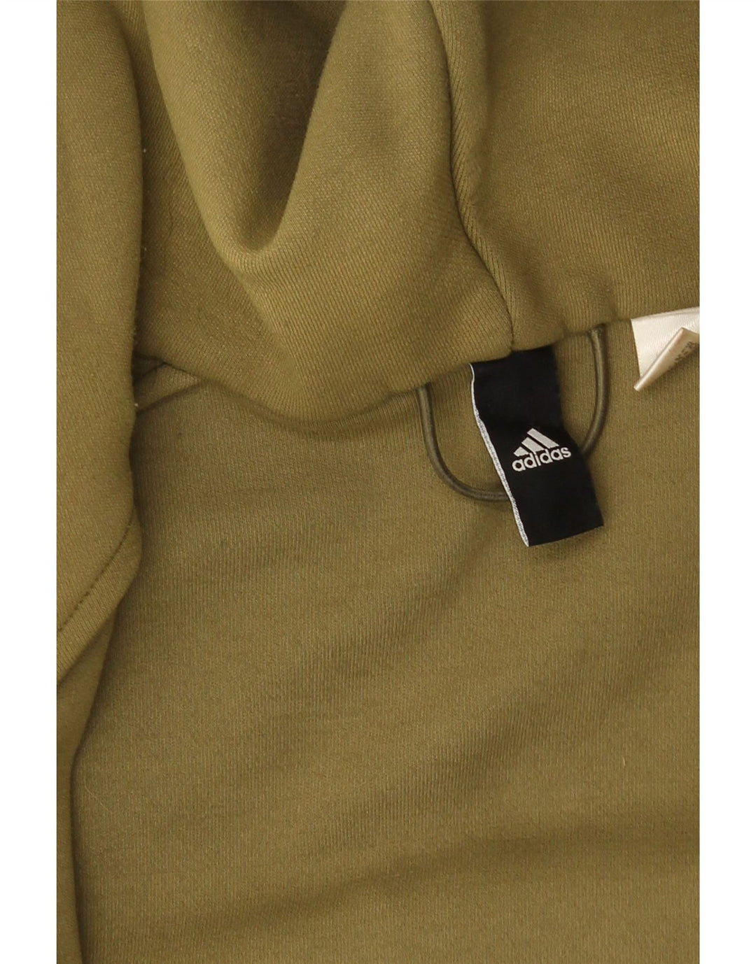 Felpa con cappuccio con zip grafica Adidas da uomo grande color kaki