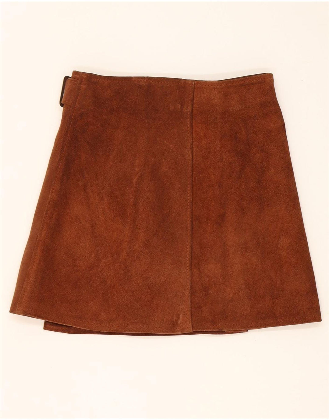 Gonna a portafoglio vintage in pelle scamosciata da donna W25 XS in pelle marrone