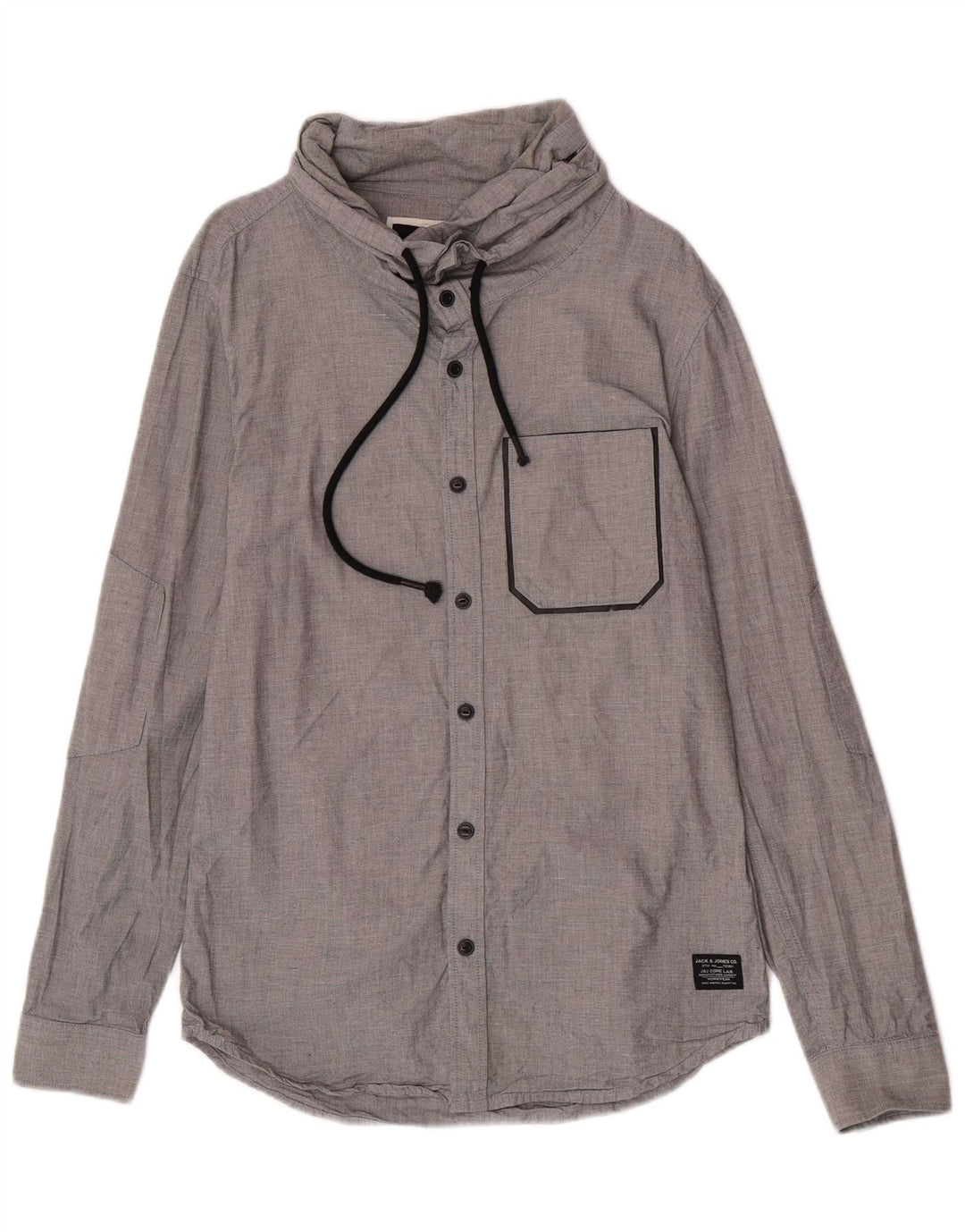 Camicia a collo alto da uomo Jack & Jones piccola in cotone grigio
