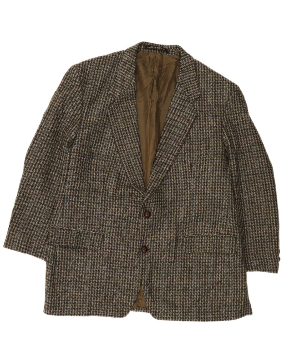 Giacca blazer da uomo Marks & Spencer St. Michael UK 44 XL verde pied de poule
