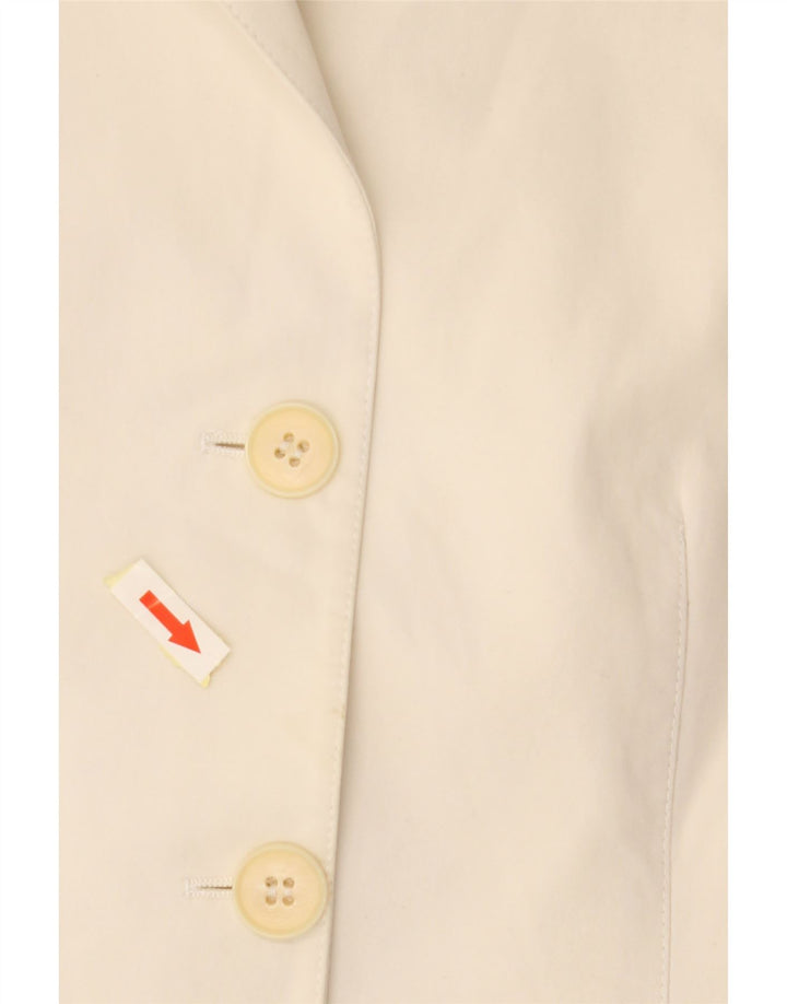 EMPORIO ARMANI Giacca Blazer da Donna a 3 Bottoni IT 44 Medio Cotone Bianco Sporco