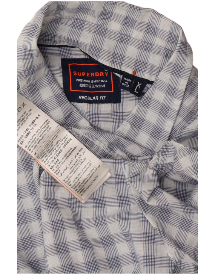 Camicia a maniche corte da uomo vestibilità regolare SUPERDRY XL in cotone a quadri blu