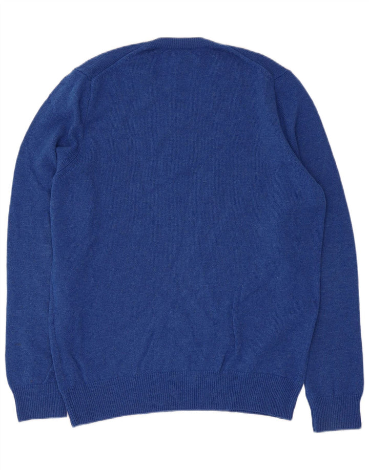 Maglione da uomo con scollo a V Marks & Spencer in lana blu medio