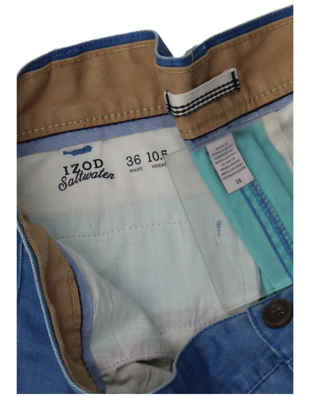 Pantaloncini chino da uomo IZOD Salt Water W36 grandi cotone maculato blu