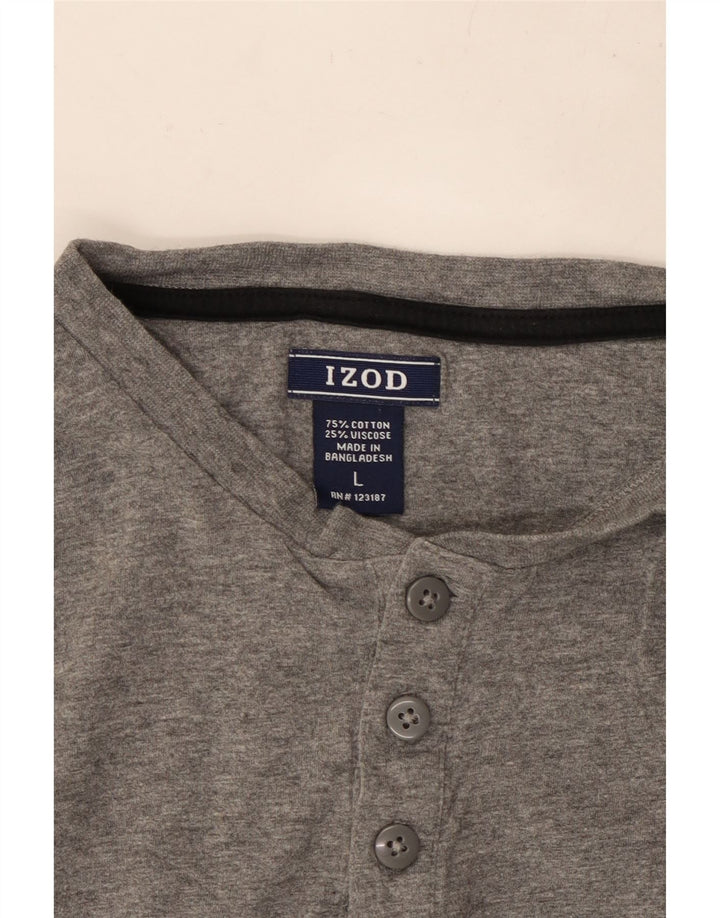 Top IZOD da uomo a maniche lunghe in cotone grigio grande