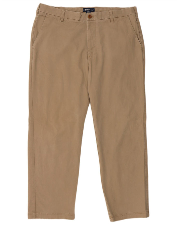 Pantaloni chino dritti da uomo IZOD W38 L30 in cotone beige