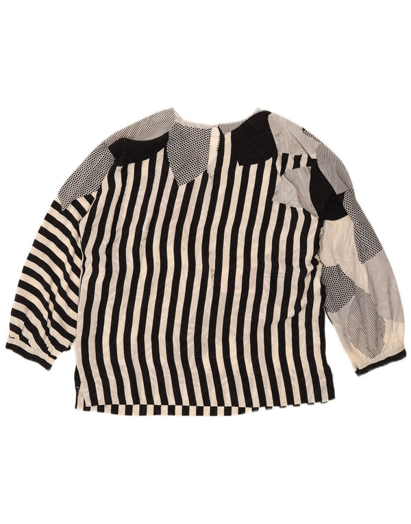 Top camicetta grafica da donna vintage UK 14 grandi righe multicolori