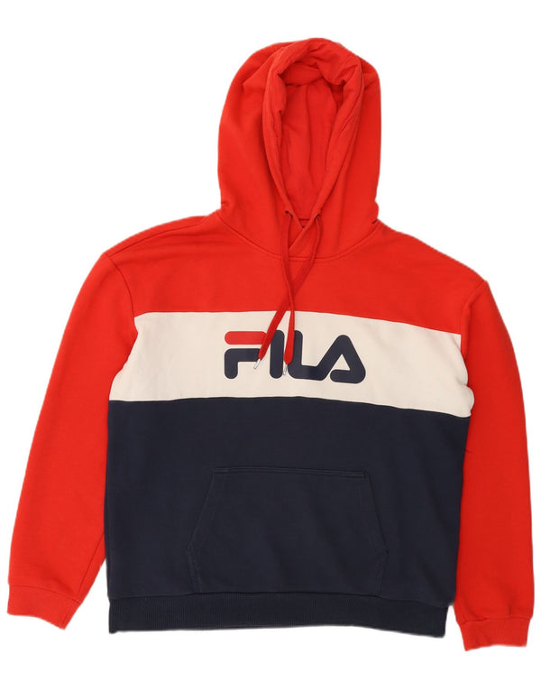 Felpa con cappuccio grafica da uomo Fila, grande, in cotone color block multicolore