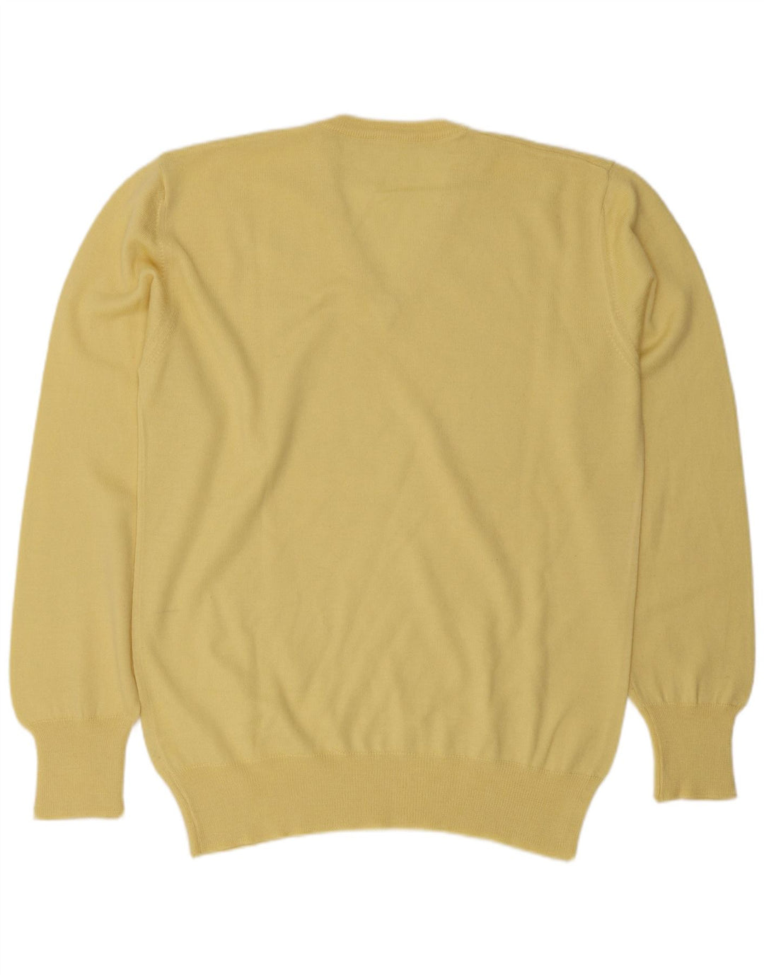 Maglione vintage da uomo con scollo a V in lana gialla media