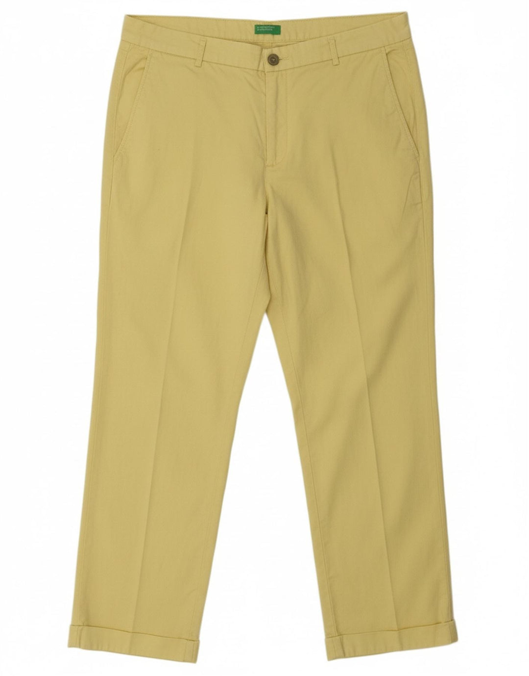 BENETTON Womens Straight Cropped Trousers W34 L24 Yellow