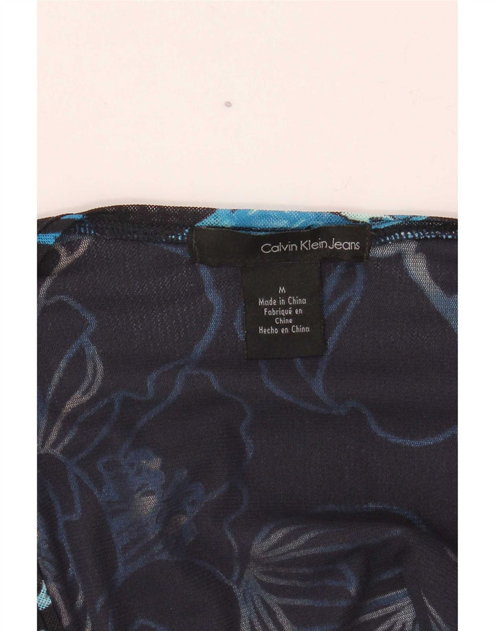 Calvin Klein Jeans Camicetta da donna Top UK 12 Medio Blu Navy Floreale