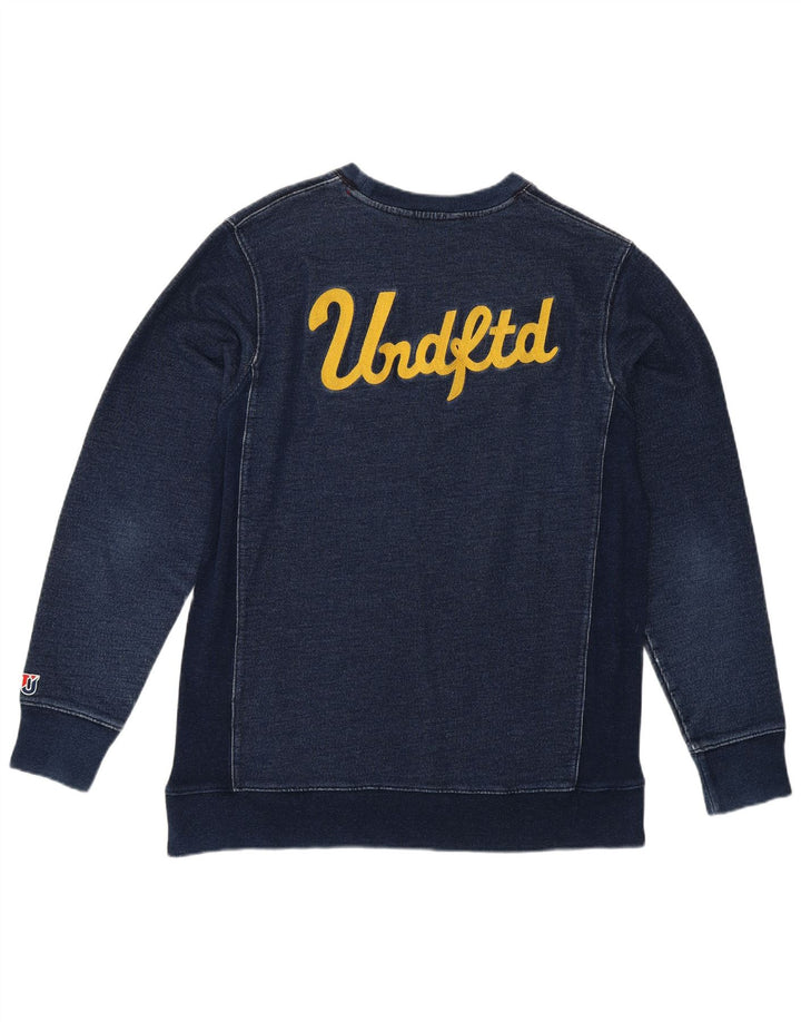 Felpa grafica da uomo imbattuto maglione medio cotone blu navy
