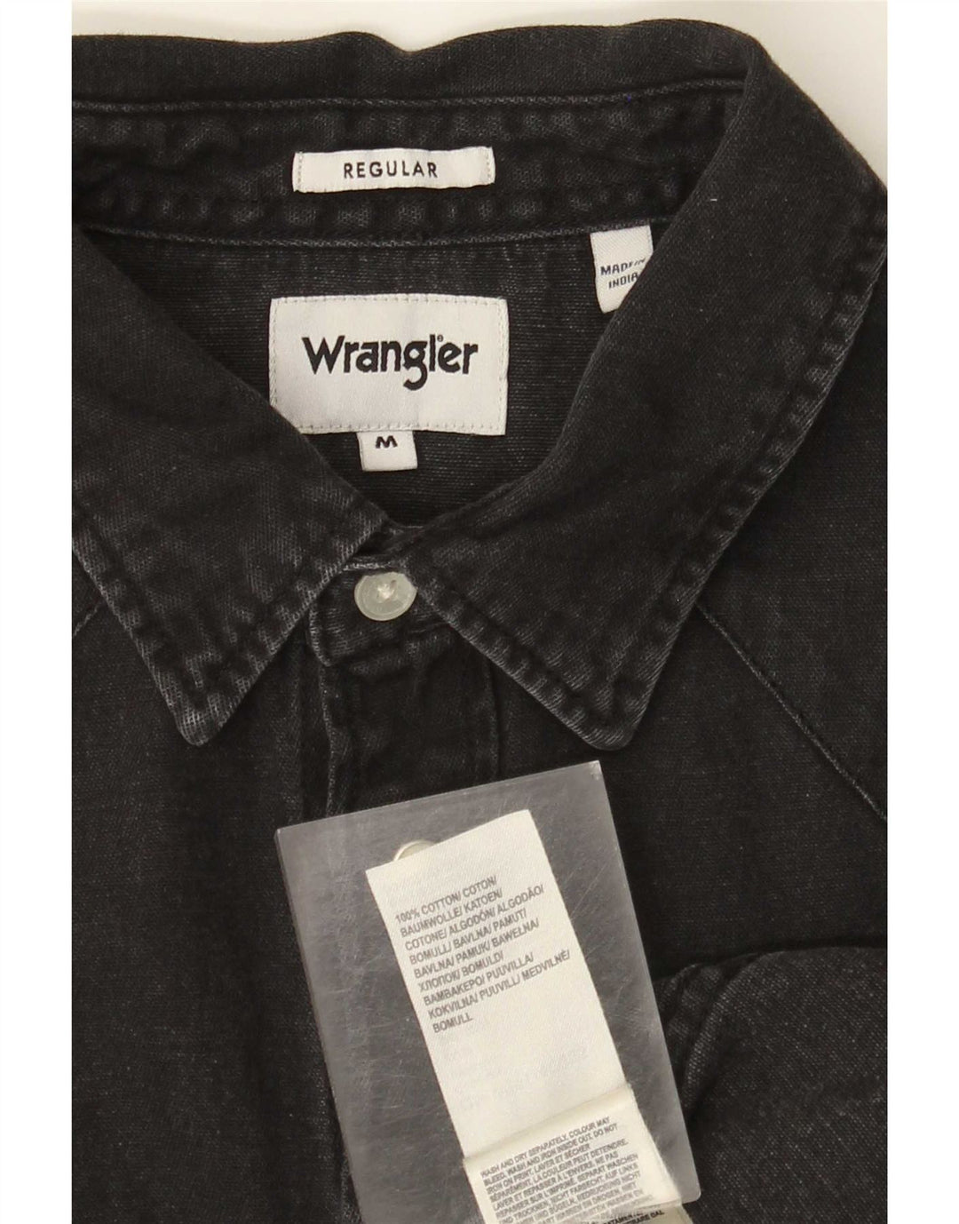 Camicia di jeans Wrangler Western Regular Fit da uomo in cotone nero medio