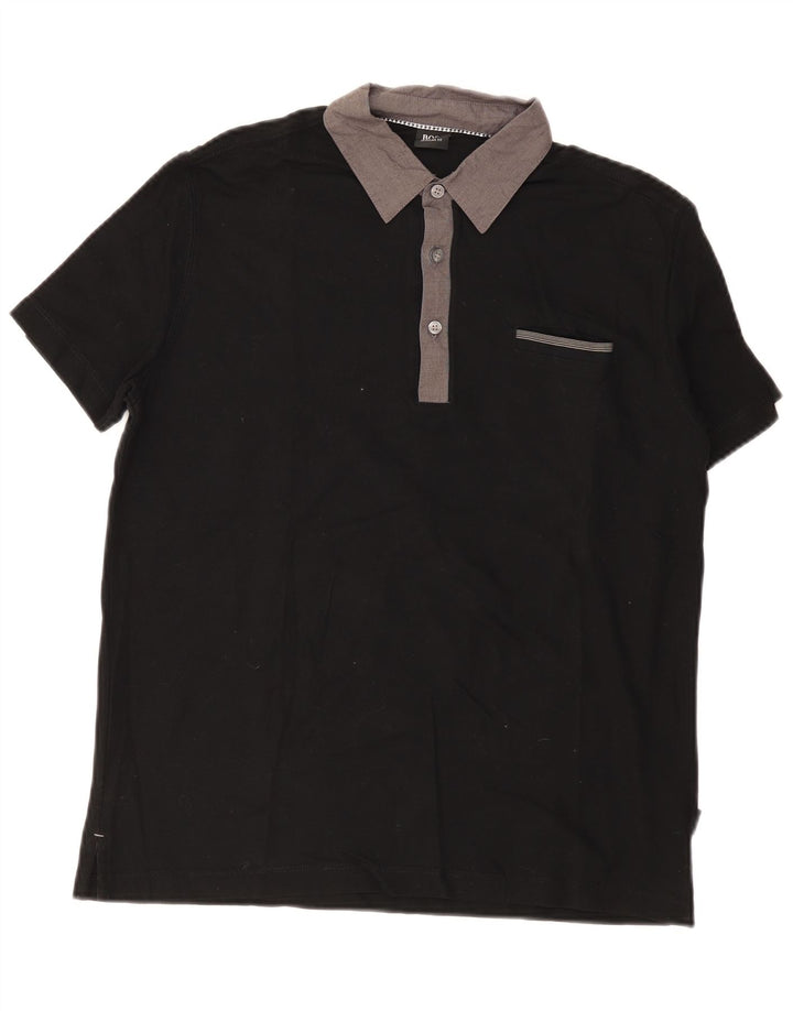 Polo Hugo Boss da uomo vestibilità regolare in cotone color block medio nero