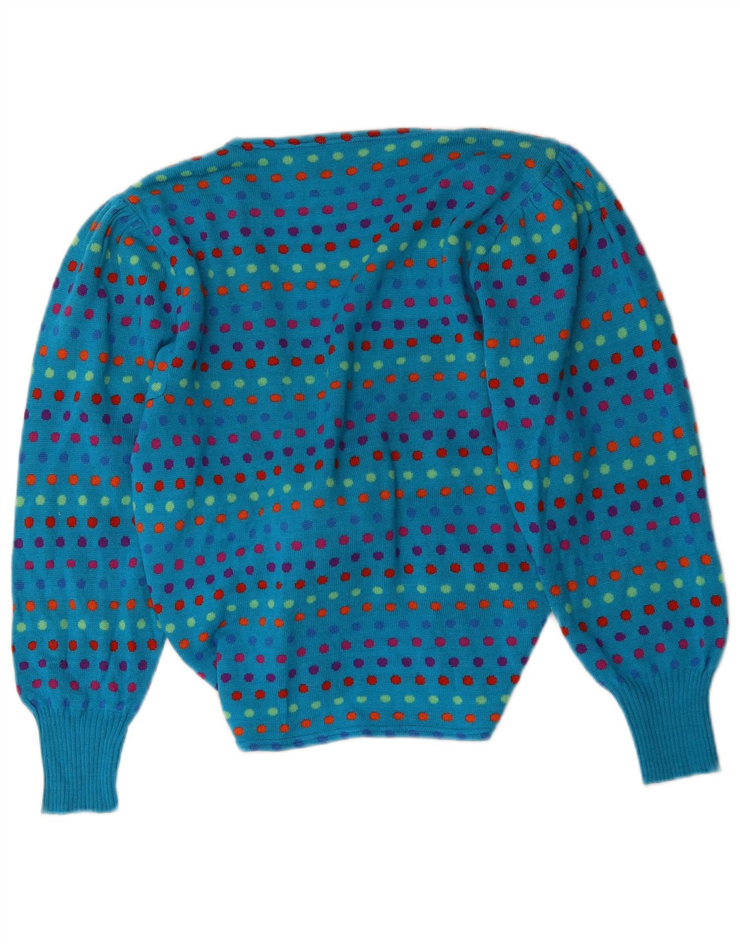 Stefanel Maglione cardigan da donna con cravatta sul davanti UK 16 Lana grande a pois blu