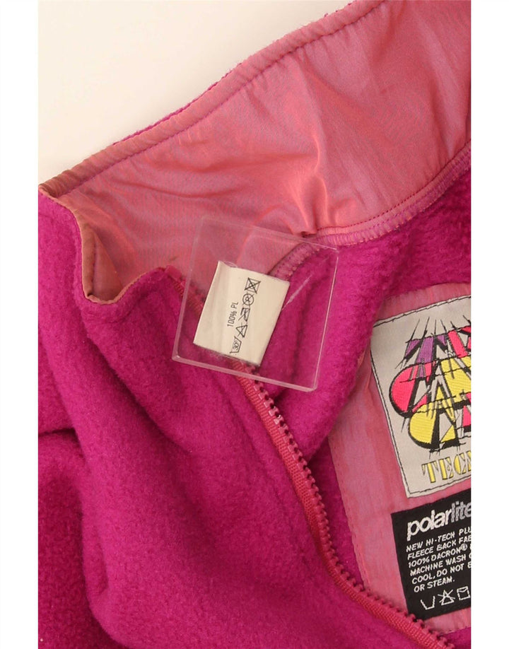 Maglione in pile Tecnica da uomo con grafica con zip e collo grande in poliestere rosa