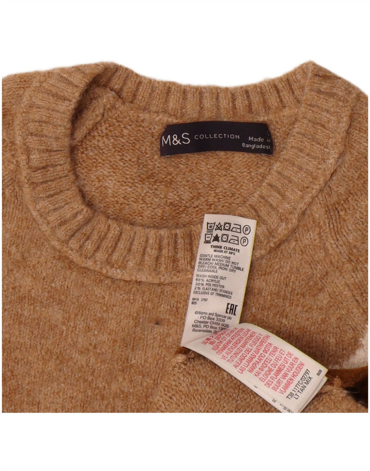 Maglione maglione girocollo da donna Marks & Spencer UK 10 piccolo marrone